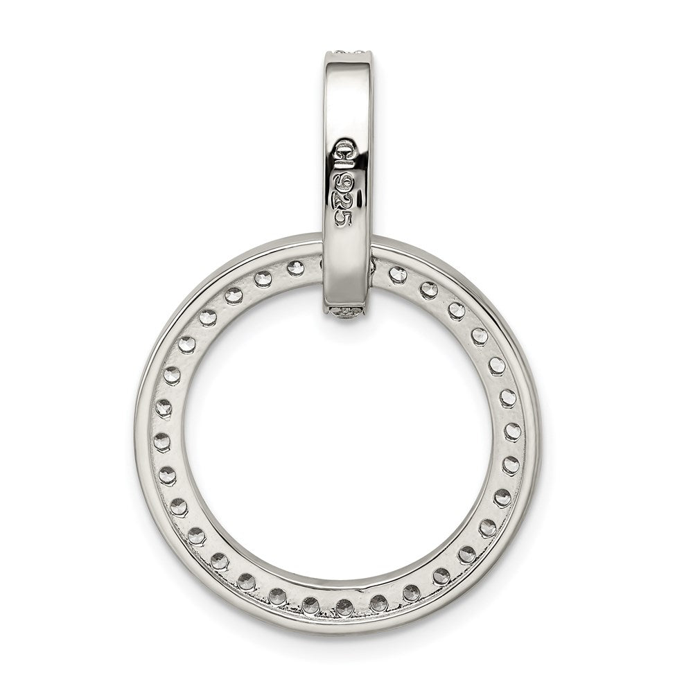 Sterling Silver Rhodium-plated CZ Circle Pendant - Product Photo