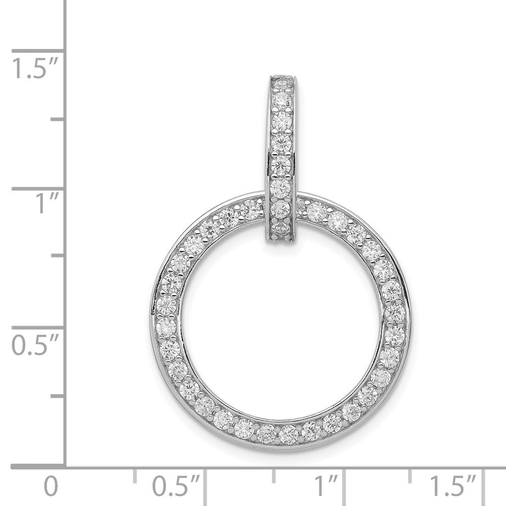 Sterling Silver Rhodium-plated CZ Circle Pendant - Product Photo