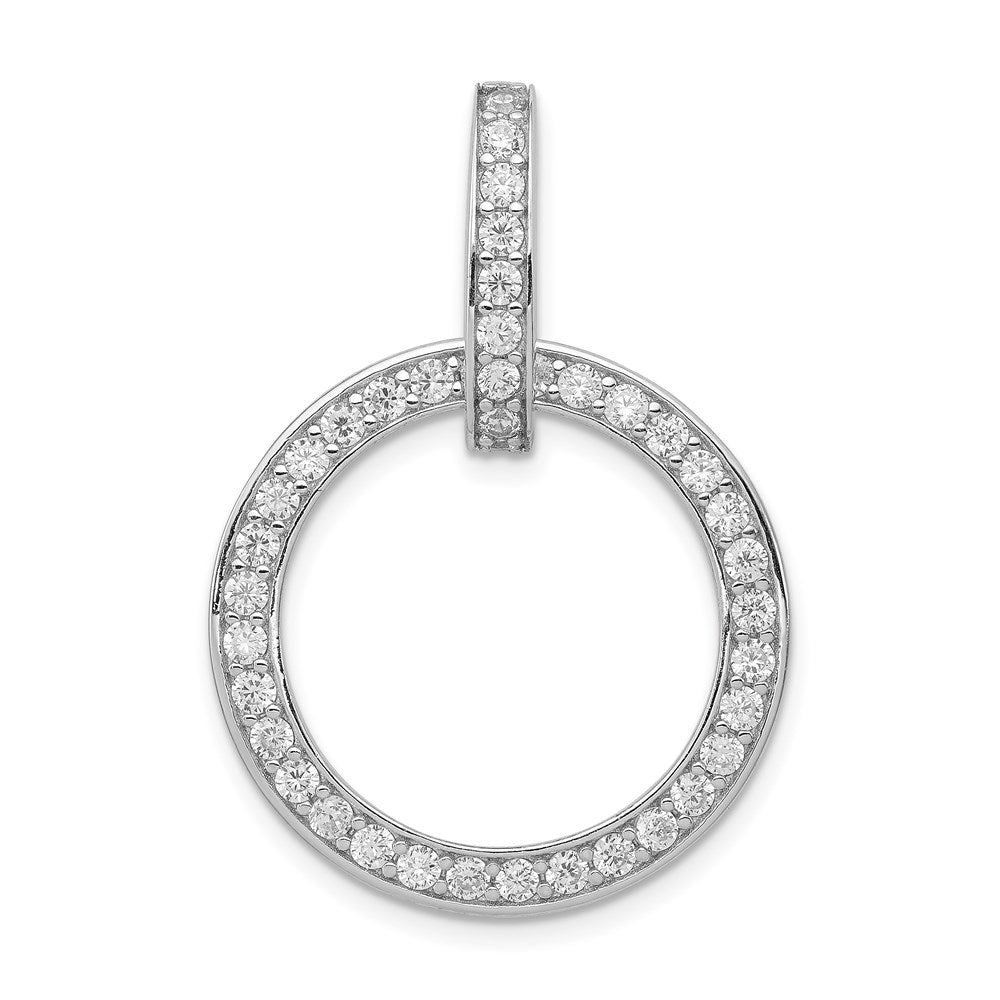 Sterling Silver Rhodium-plated CZ Circle Pendant - Product Photo
