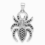 Sterling Silver Rhodium-plated Black and White CZ Spider Pendant - Product Photo