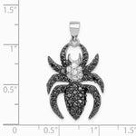 Sterling Silver Rhodium-plated Black and White CZ Spider Pendant - Product Photo