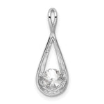 Sterling Silver Rhodium-plated CZ Tear Drop Pendant - Product Photo