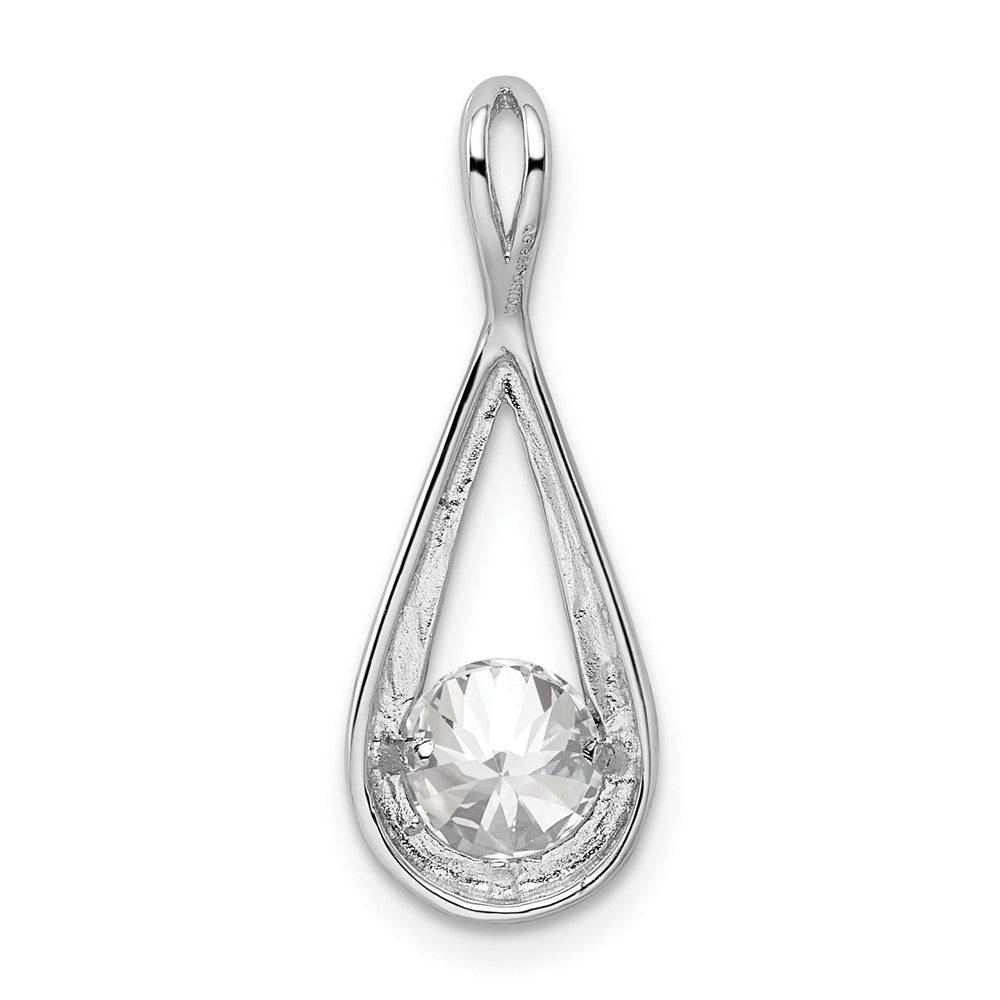 Sterling Silver Rhodium-plated CZ Tear Drop Pendant - Product Photo