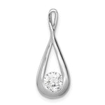Sterling Silver Rhodium-plated CZ Tear Drop Pendant - Product Photo