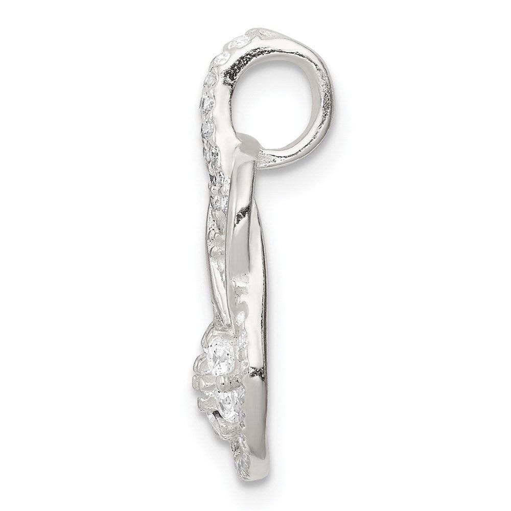 Sterling Silver CZ & Teardrop Pendant - Product Photo