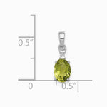Sterling Silver Rhodium Plated Diamond and Peridot Oval Pendant - Product Photo