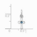 Sterling Silver RH-pltd Child's Dec Blue Preciosca Crystal Cross Pendant - Product Photo