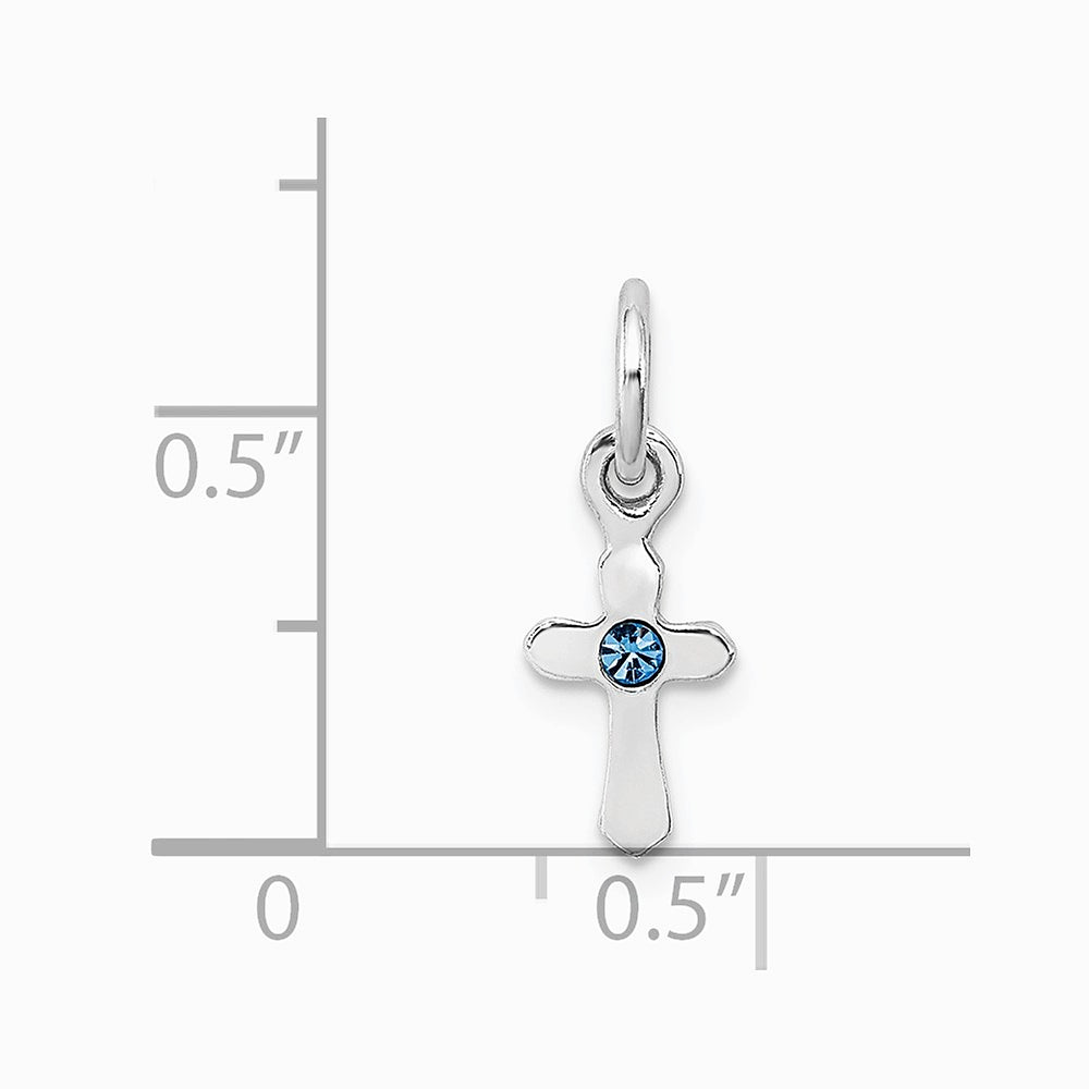 Sterling Silver RH-pltd Child's Dec Blue Preciosca Crystal Cross Pendant - Product Photo