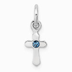 Sterling Silver RH-pltd Child's Dec Blue Preciosca Crystal Cross Pendant - Product Photo