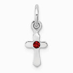 Sterling Silver RH-pltd Child's Jan Red Preciosca Crystal Cross Pendant - Product Photo