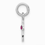 Sterling Silver RH-pltd Child's July Red Preciosca Crystal Cross Pendant - Product Photo