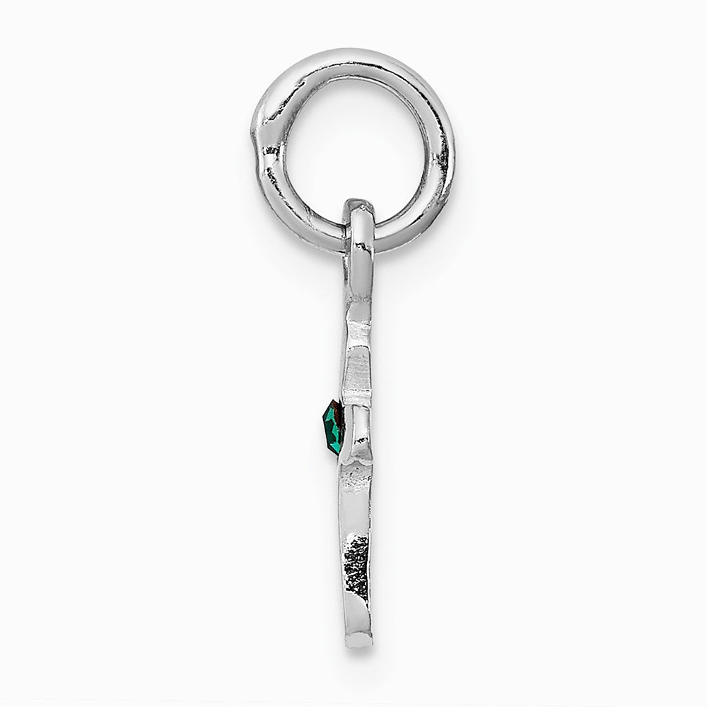 Sterling Silver RH-pltd Child's May Green Preciosca Crystal Cross Pendant - Product Photo