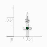 Sterling Silver RH-pltd Child's May Green Preciosca Crystal Cross Pendant - Product Photo