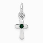 Sterling Silver RH-pltd Child's May Green Preciosca Crystal Cross Pendant - Product Photo