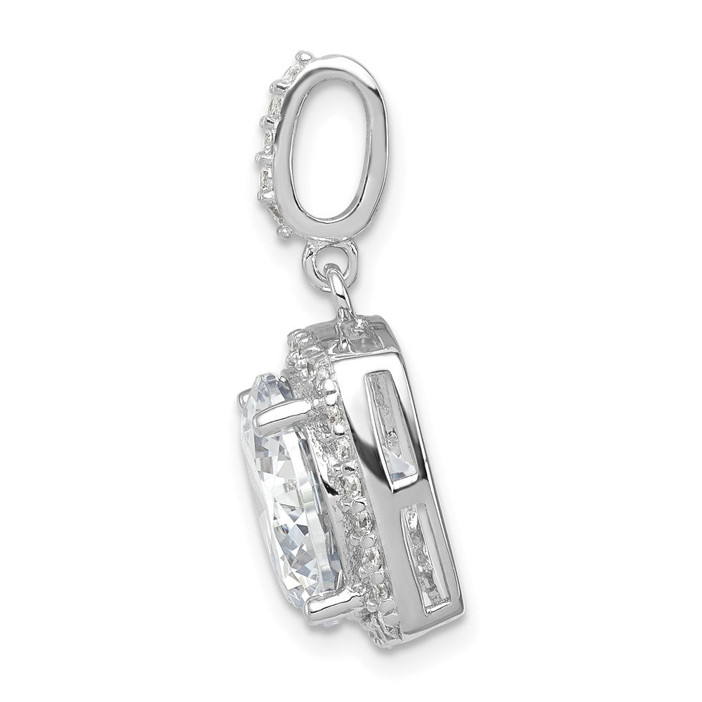 Sterling Silver Rhodium-plated Polished CZ Pendant - Product Photo