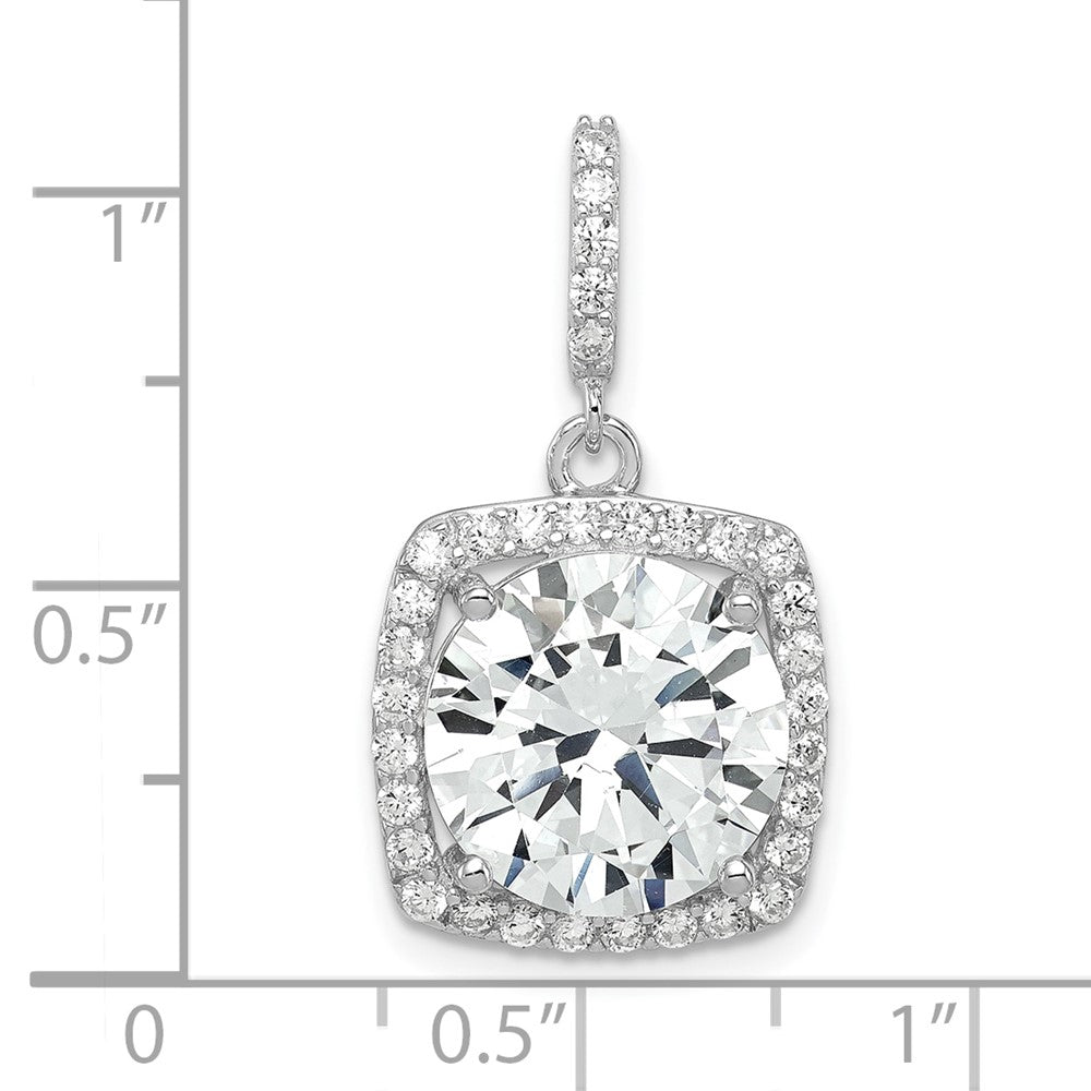 Sterling Silver Rhodium-plated Polished CZ Pendant - Product Photo