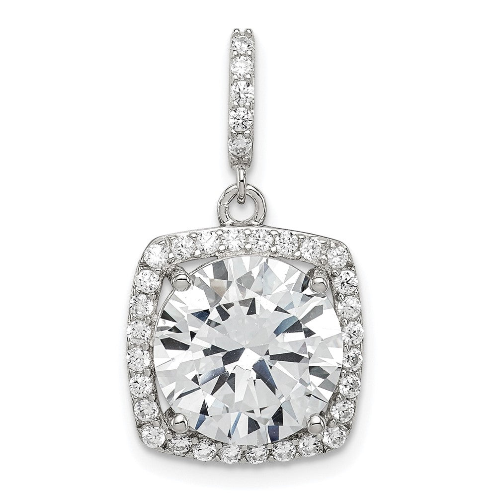Sterling Silver Rhodium-plated Polished CZ Pendant - Product Photo