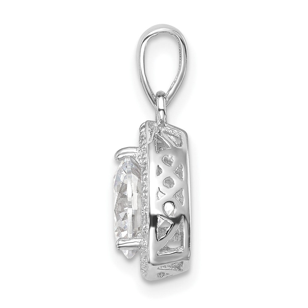 Sterling Silver Rhodium-plated Polished CZ Pendant - Product Photo