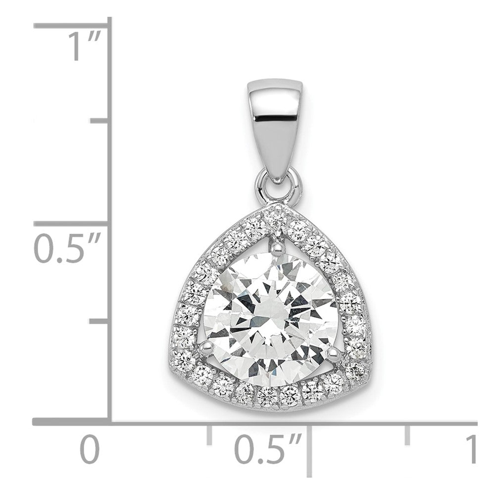 Sterling Silver Rhodium-plated Polished CZ Pendant - Product Photo