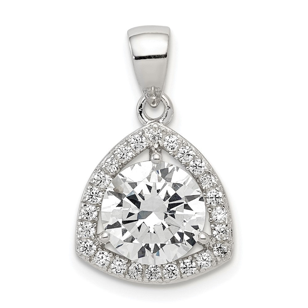 Sterling Silver Rhodium-plated Polished CZ Pendant - Product Photo