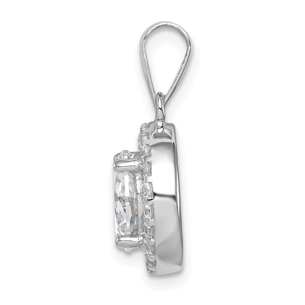 Sterling Silver Rhodium-plated Polished CZ Halo Pendant - Product Photo
