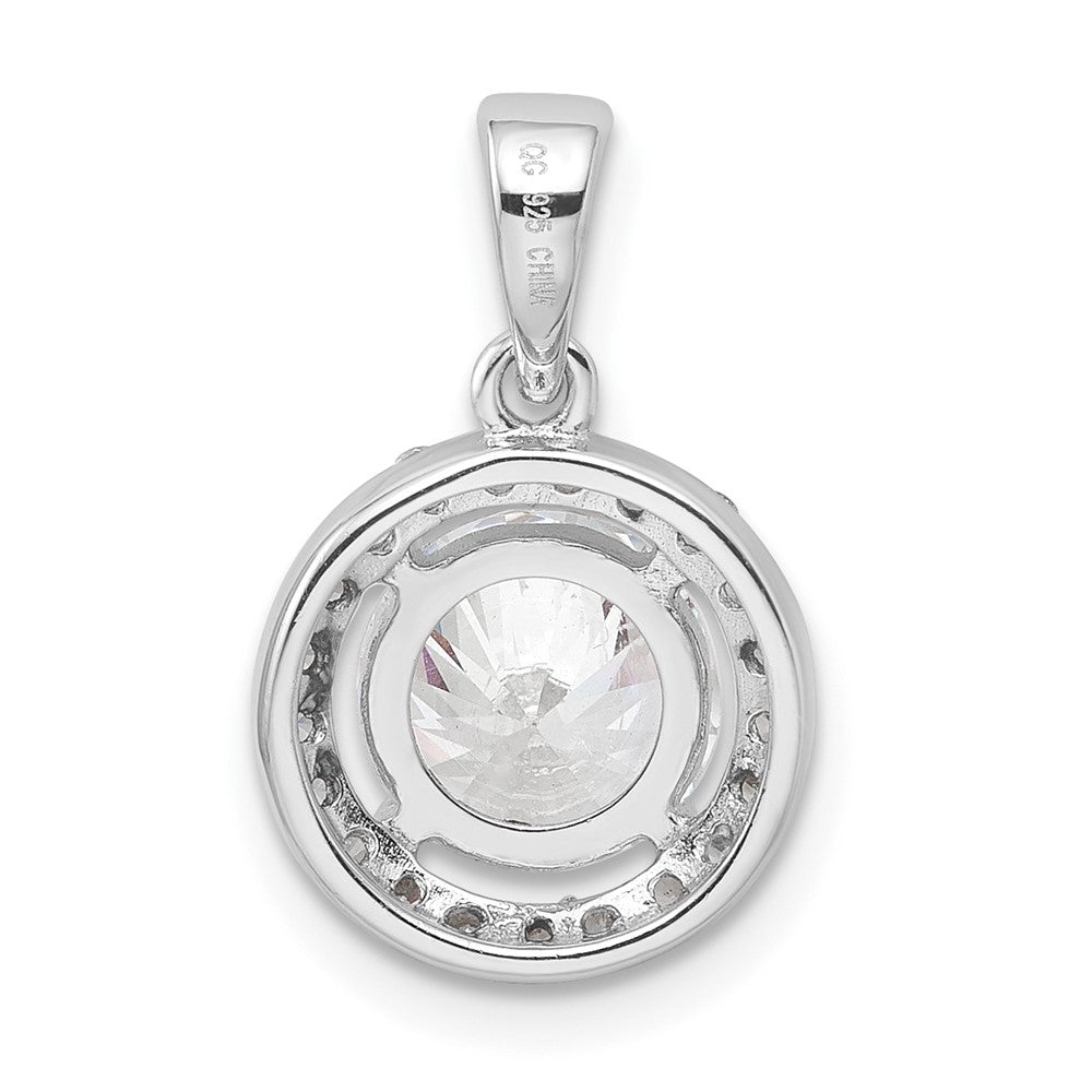 Sterling Silver Rhodium-plated Polished CZ Halo Pendant - Product Photo