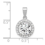 Sterling Silver Rhodium-plated Polished CZ Halo Pendant - Product Photo