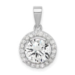 Sterling Silver Rhodium-plated Polished CZ Halo Pendant - Product Photo