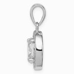 Sterling Silver Rhodium-plated w/ CZ Oval Pendant - Product Photo