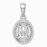 Sterling Silver Rhodium-plated w/ CZ Oval Pendant - Product Photo