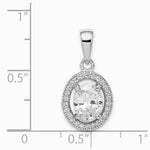 Sterling Silver Rhodium-plated w/ CZ Oval Pendant - Product Photo