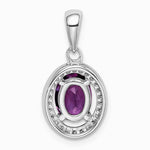 Sterling Silver Rhodium-plated Polished Amethyst and CZ Pendant - Product Photo