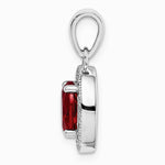 Sterling Silver Rhodium-plated Red and White CZ Oval Pendant - Product Photo