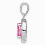Sterling Silver Rhodium-plated Pink and White CZ Oval Pendant - Product Photo