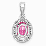 Sterling Silver Rhodium-plated Pink and White CZ Oval Pendant - Product Photo