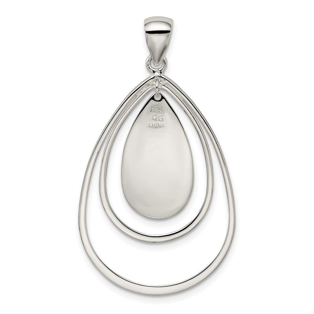 Sterling Silver Polished & Textured Teardrop Pendant - Product Photo
