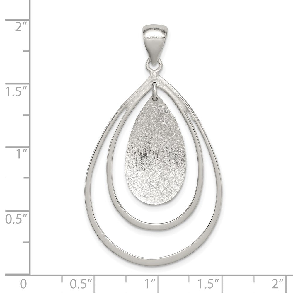 Sterling Silver Polished & Textured Teardrop Pendant - Product Photo