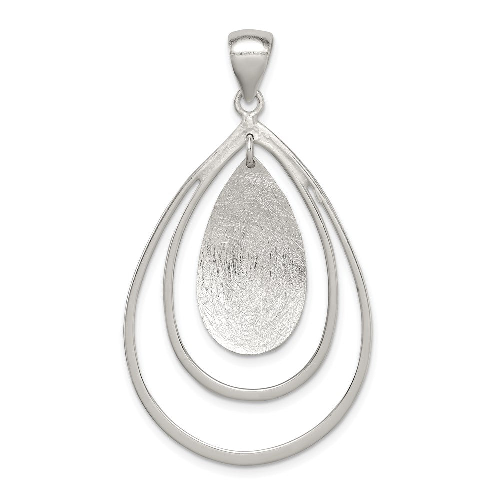 Sterling Silver Polished & Textured Teardrop Pendant - Product Photo