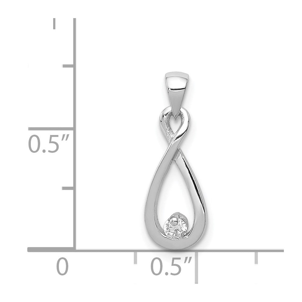 Sterling Silver Rhodium-plated w/CZ Pendant - Product Photo