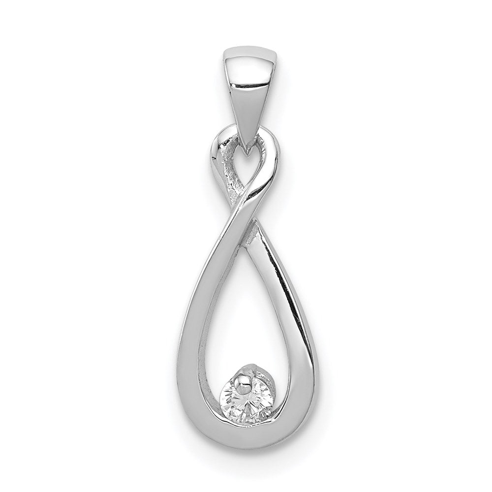 Sterling Silver Rhodium-plated with CZ Pendant