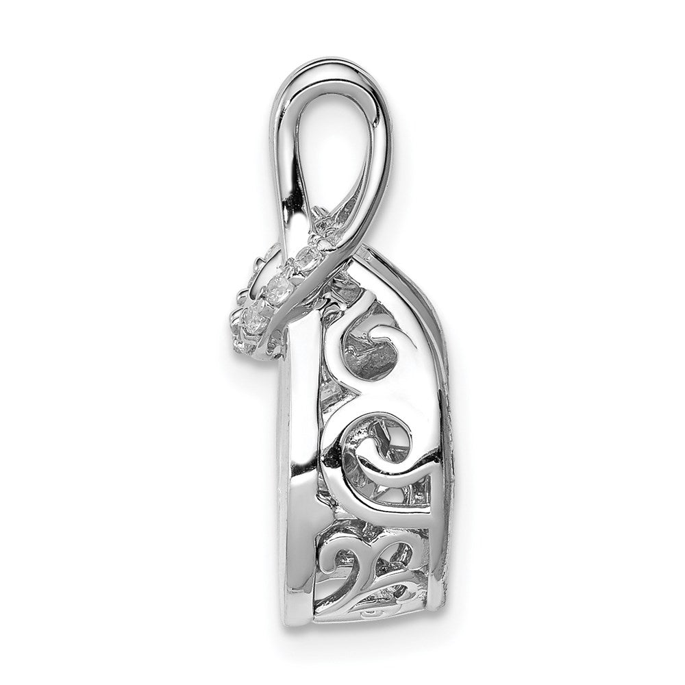 Sterling Silver Platinum-plated Vibrant CZ Knot Pendant - Product Photo