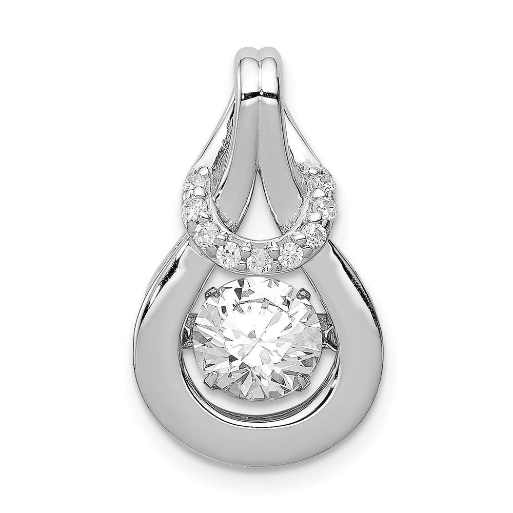 Sterling Silver Platinum-plated Vibrant CZ Knot Pendant - Product Photo