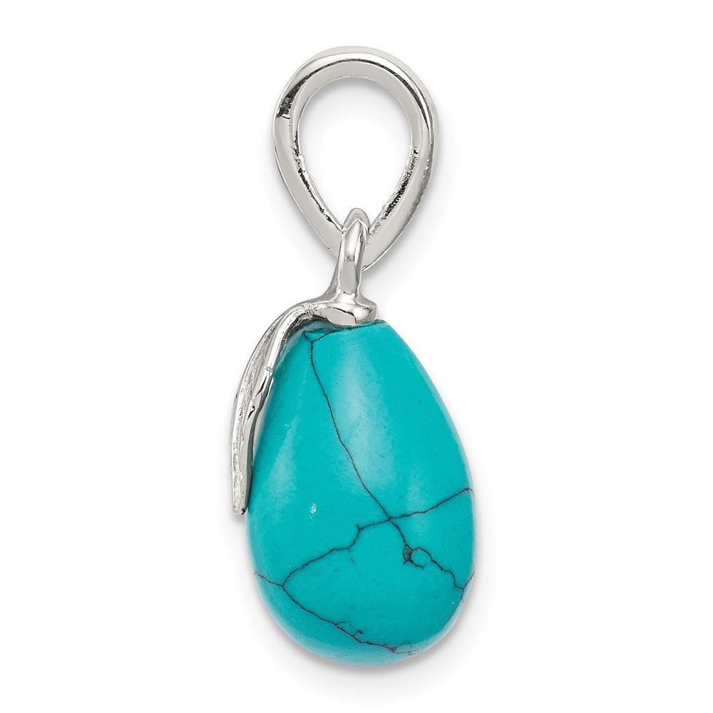 Sterling Silver Polished Lab Created Turquoise Pendant - Product Photo