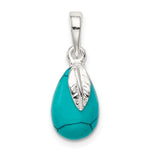 Sterling Silver Polished Lab Created Turquoise Pendant - Product Photo
