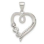 Sterling Silver Rhodium-plated Polished Open Heart CZ Pendant - Product Photo