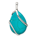 Sterling Silver Polished Synthetic Turquoise Pendant - Product Photo