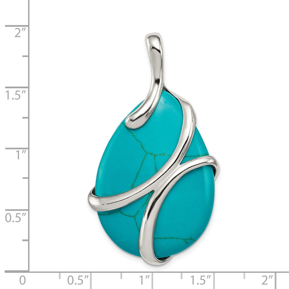 Sterling Silver Polished Synthetic Turquoise Pendant - Product Photo