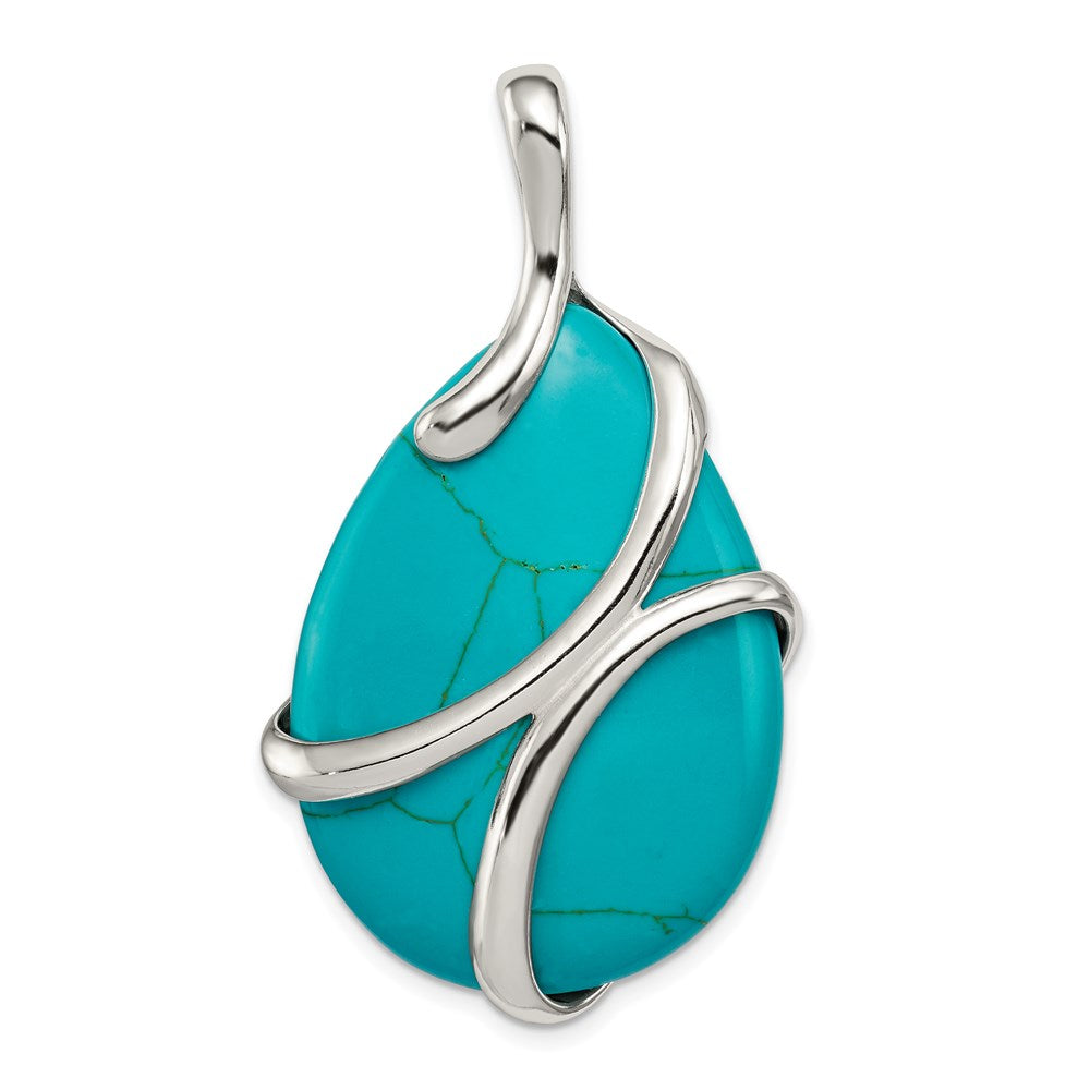 Sterling Silver Polished Synthetic Turquoise Pendant - Product Photo