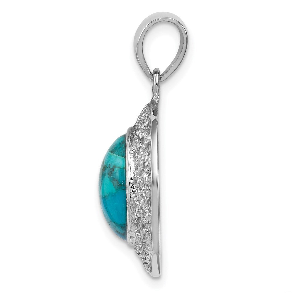 Sterling Silver Rhodium-plated w/Reconstituted Turquoise Pendant - Product Photo