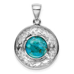 Sterling Silver Rhodium-plated w/Reconstituted Turquoise Pendant - Product Photo